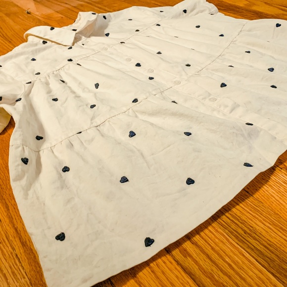 Madewell Seamed Button-Down Shirt in Embroidered Hearts L - Picture 5 of 7